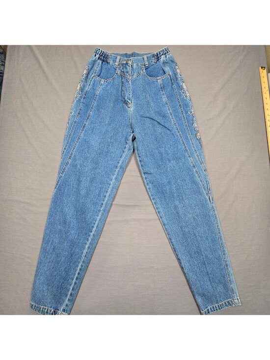 Newport News Denim - Vintage Newport News Size 10 Denim Embroidered Straight Leg Jeans Blue Casual